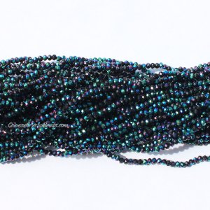 10 strands 2x3mm chinese crystal rondelle beads black half green light j9 about 1700pcs