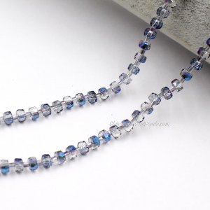 95Pcs 4x6mm angular crystal beads Half Blue Light