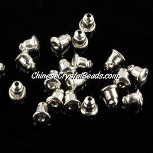 Earnut, silver-plated, with rubber interior, 5x6mm. Sold per pkg of 50 pairs.