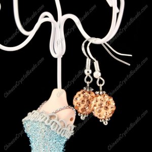 Pave Drop Earrings, peach, 10mm clay disco beads, sold 1 pair