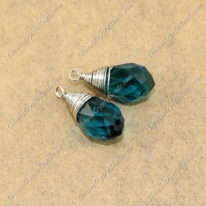 Wire Working Briolette Crystal Beads Pendant, 8x13mm, indicolite, 1 pcs