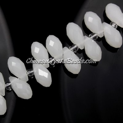Chinese Crystal Briolette Bead Strand, white jade, 6x12mm, 20 beads