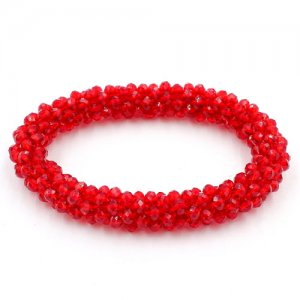 Weave crystal braclet, red color, 10mm Thickness