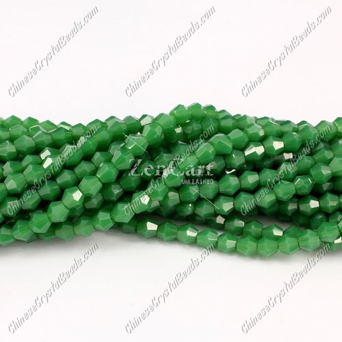 Chinese Crystal 4mm Bicone Bead Strand, Opaque emerald , about 100 beads