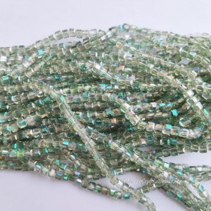 4mm Cube Crystal beads about 95Pcs, half green light