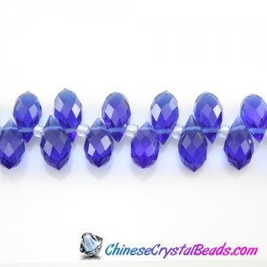 Chinese Crystal Teardrop Beads, sapphire, 6x12mm, 20 beads