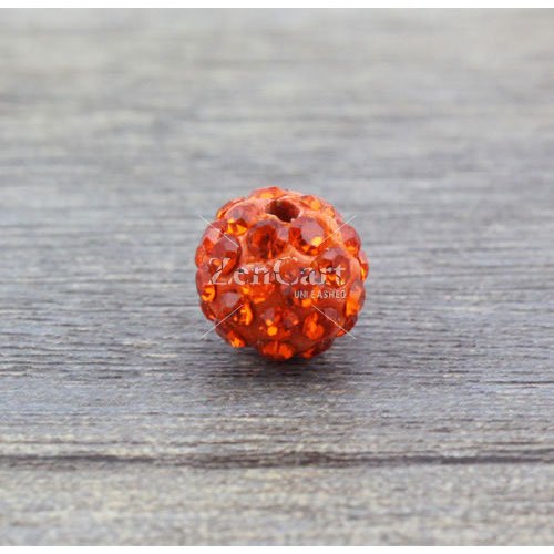 50pcs, 12mm Pave beads, hole: 1.5mm, clay disco beads, orange
