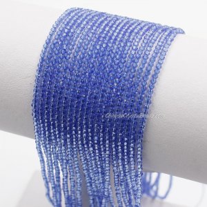 190Pcs 1.5x2mm rondelle crystal beads Med Sapphire with Polyester thread