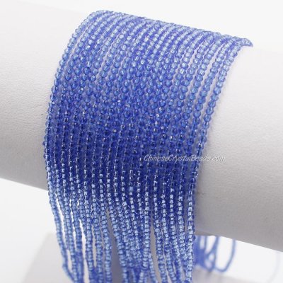 190Pcs 1.5x2mm rondelle crystal beads Med Sapphire with Polyester thread