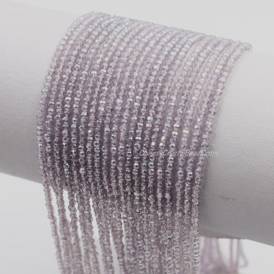 190Pcs 1.5x2mm rondelle crystal beads Pink Gray Light with Polyester thread