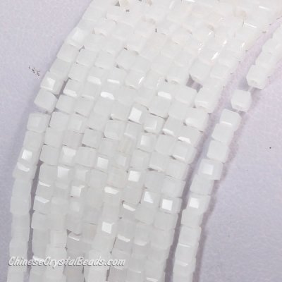 2x2mm cube crytsal beads, white jade, 180pcs