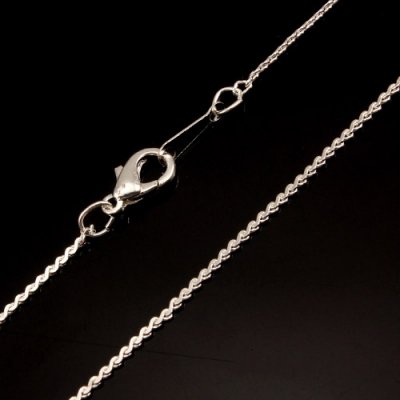 Chain, silver-plated steel, 1mm, 16-inch. Sold individually. #006