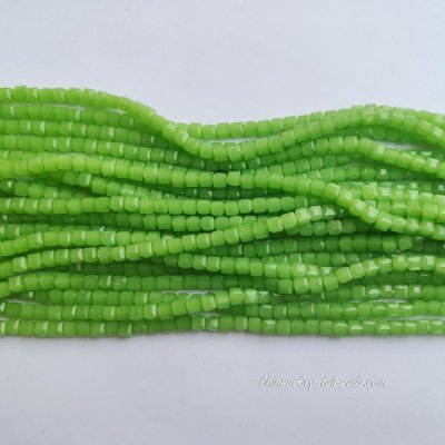 4mm Cube Crystal beads about 95Pcs, fern jade