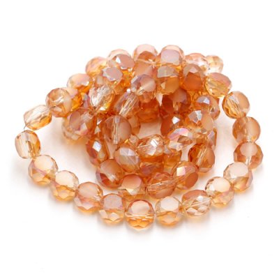 8mm Bread crystal beads long strand, amber light, 70pcs per strand