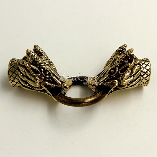 Clasp, dragon End Cap, antiqued bronze finished inchpewterinch #zinc-based alloy,73x24mm Hole 10x10mm, Sold individually.
