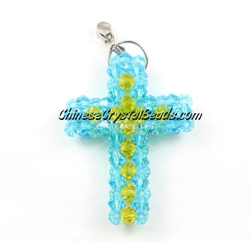 Crystal 3D beaded aqua/yellow Cross Charm Kit #2