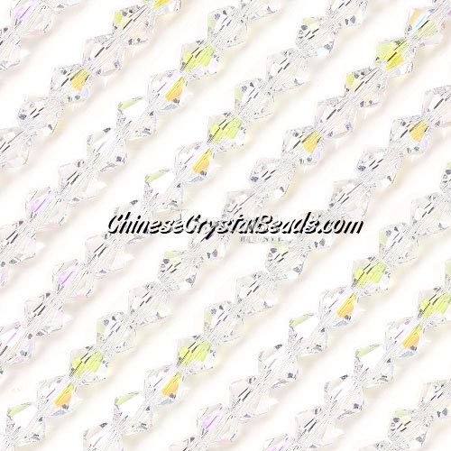 Chinese Crystal Bicone bead strand, 6mm, Clear AB, about 50 beads