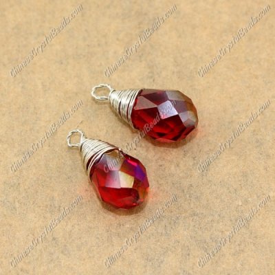 Wire Working Briolette Crystal Beads Pendant, 8x13mm, siam AB, 1 pcs