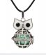 Owl Mexican Bolas Harmony Ball Pendant Angel Baby Caller Chime Bell, antique silver plated brass, 1pc