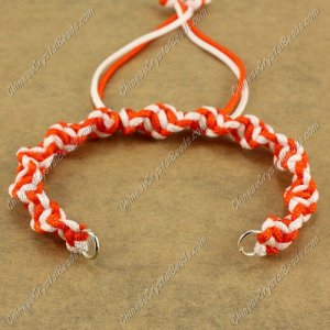 Pave Twist chain, nylon cord, white and orange, wide : 7mm, length:14cm