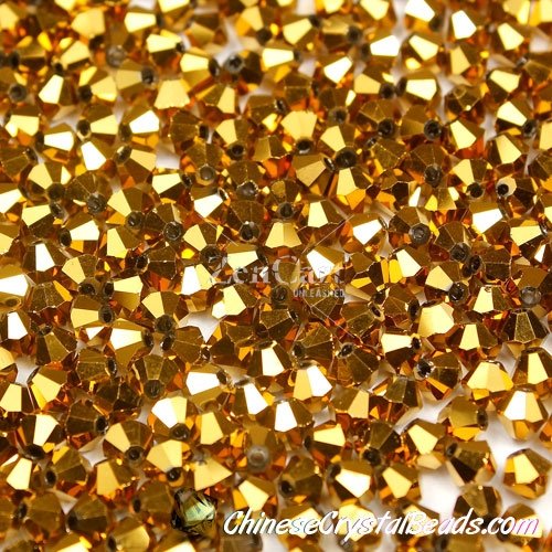 700pcs Chinese Crystal 4mm Bicone Beads,Gold, AAA quality