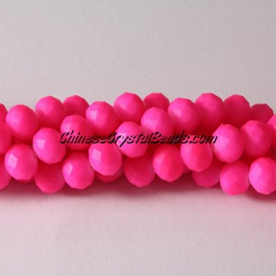 chinese crystal rondelle beads, 6x8mm, plated rubber, colorful fuchsia, about 72 beads
