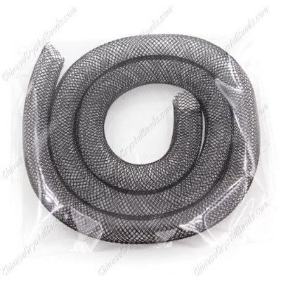 DIY Mesh Bracelet soft nylon fishnet tube, black, width:8mm, 40cm