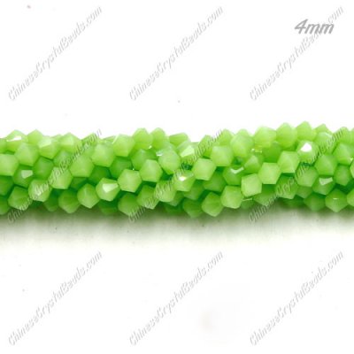 Chinese Crystal 4mm Bicone Bead Strand, Opaque light green , about 100 beads