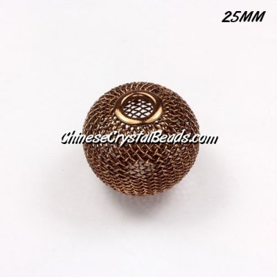 25mm Brown Mesh Bead, Basketball Wives, 10 pieces