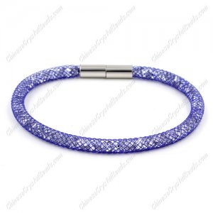 Stardust Mesh Bracelet, width:5mm, blue mesh and Rhinestone