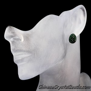 crystal pave clay earring, Teardrop earrings, 11x15mm, EMERALD,1 pair