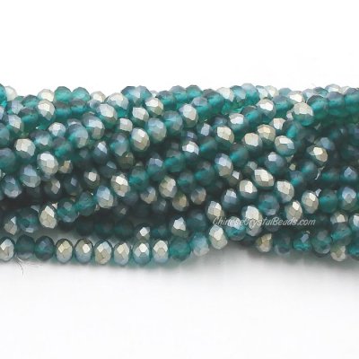 4x6mm matte Emerald Half silver Chinese Crystal Rondelle Beads about 95 beads