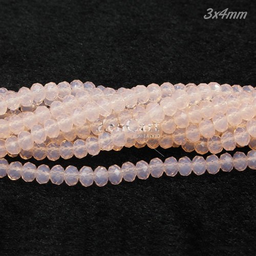 130Pcs 3x4mm Chinese Crystal Rondelle Beads Strand, pink opal
