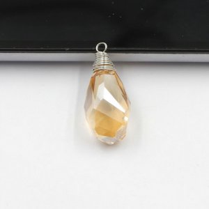 Wire Working Crystal helix drop Pendant, 12x22mm, golden shadow, sold by 1 pc