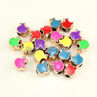 CCB, apple beads, hole: 5mm, 8x13x13mm, mixture color, sold per pkg of 20 pcs