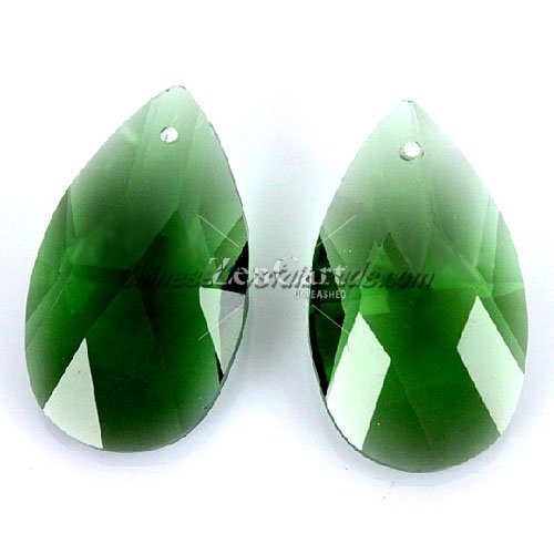 38x22mm Crystal beads Faceted Teardrop Pendant, green, hole: 1.5mm
