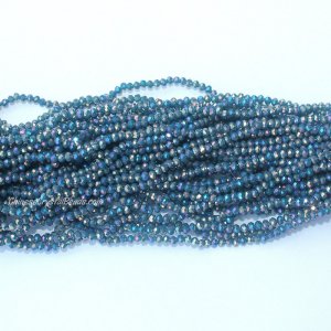 10 strands 2x3mm chinese crystal rondelle beads opaque blue AB about 1700pcs