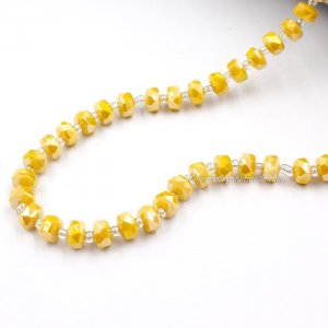 80Pcs 5x8mm angular crystal beads Opaque yellow AB