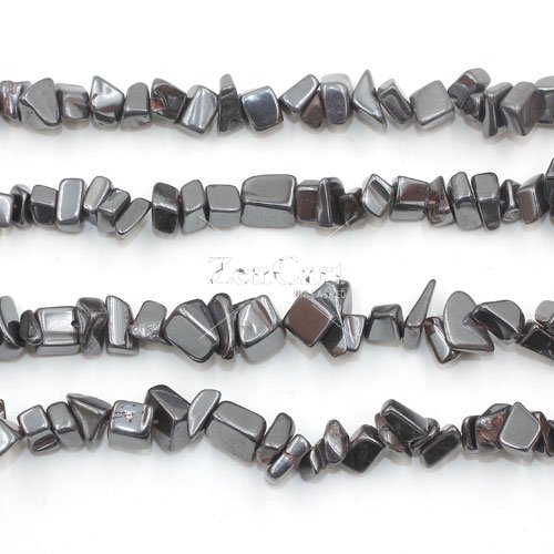 Hematite chip Gemstone Chips, 4mm to 8mm, Hole:1mm, Length:Approx 35 Inch
