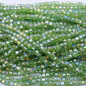 98Pcs 6mm Cube Crystal beads,Fern Green AB