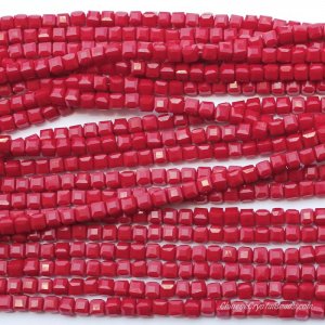 98Pcs 6mm Cube Crystal beads,opaque siam