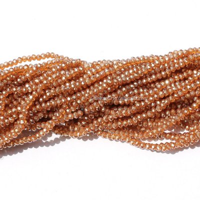 10 strands 2x3mm chinese crystal rondelle beads brown light I2 about 1700pcs