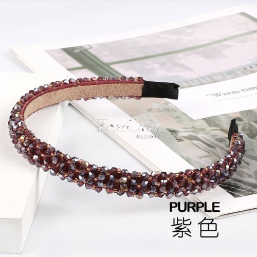 crystal beads tiara headband, purple AB, 1pc