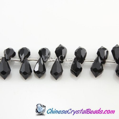 Chinese Crystal Teardrop Beads, Jet, 6x10mm, 20 beads