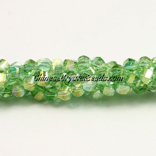 4mm Crystal Helix Beads Strand lime green AB, about 100 beads, 15 inch