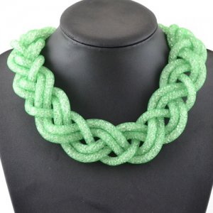 Stardust Mesh Necklace, Weave necklace, green color, length: about 57CM