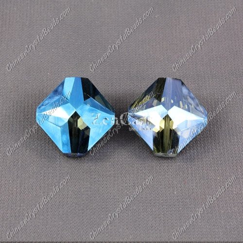 crystal square pendant, 19x22mm, hole about 1.5mm, Magic Blue, sold 1 pcs