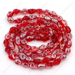 Glass Crystal skull - 8x10mm skull bead - red - 30 beads per strand - AA quality