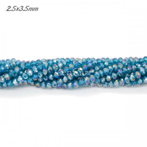 130Pcs 2.5x3.5mm Chinese Crystal Rondelle Beads capri blue AB