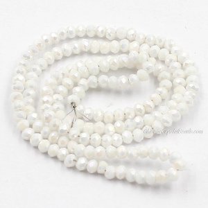 10 strands 2x3mm chinese crystal rondelle beads Opaque white AB about 1700pcs